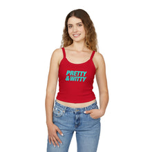 Load image into Gallery viewer, Pretty &amp; Witty Spaghetti Tank Top (Blue)
