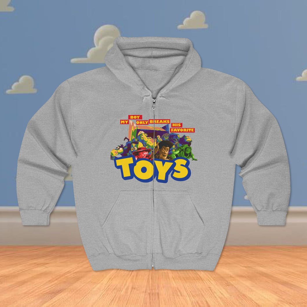 My Boy Breaks Toys Zip Up Hoodie