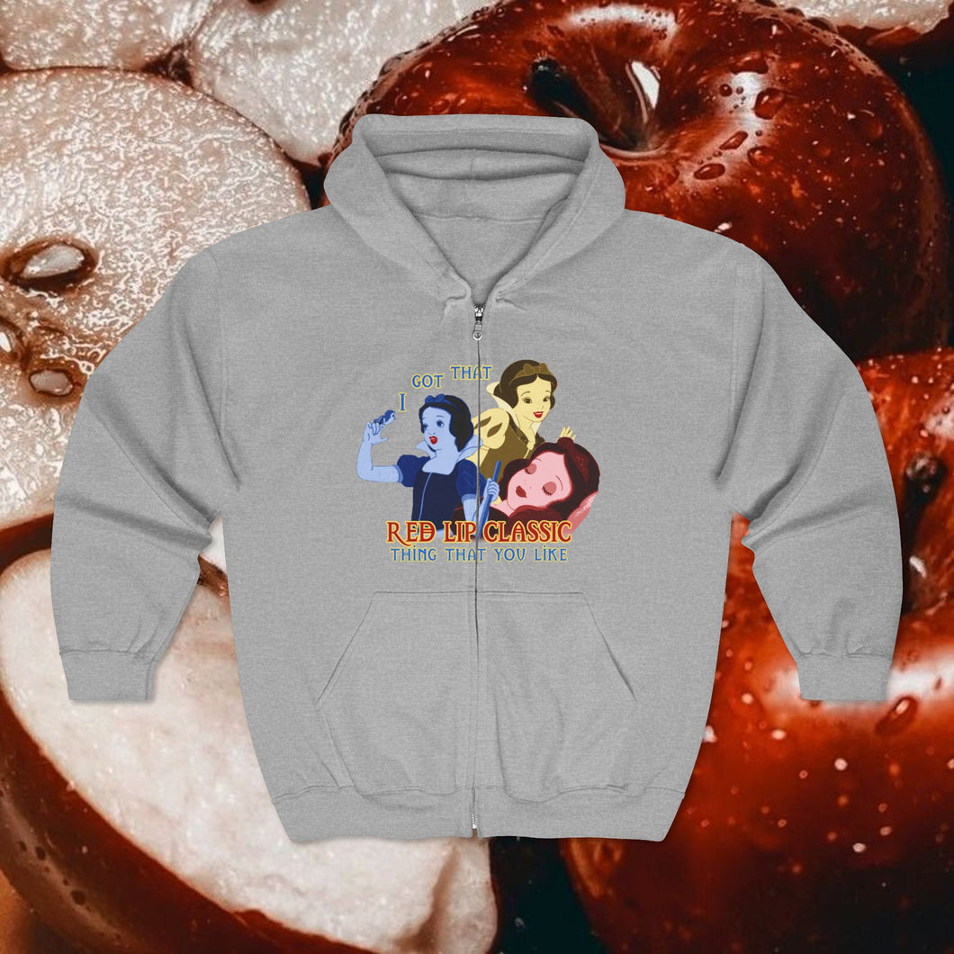 Red Lip Princess Zip Up Hoodie